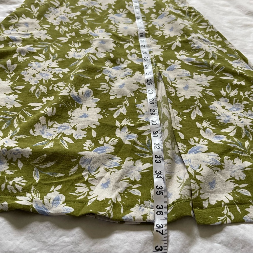 Monteau Women’s Dress Green White Floral Smocked Midi Spring Summer Easter Flowy - Picture 13 of 16